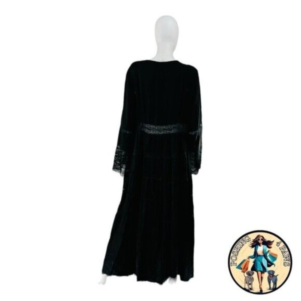Hyacinth House NEW Lydia V Neck Black Lace Tiered Elegant Maxi Dress Size S - Picture 6 of 8